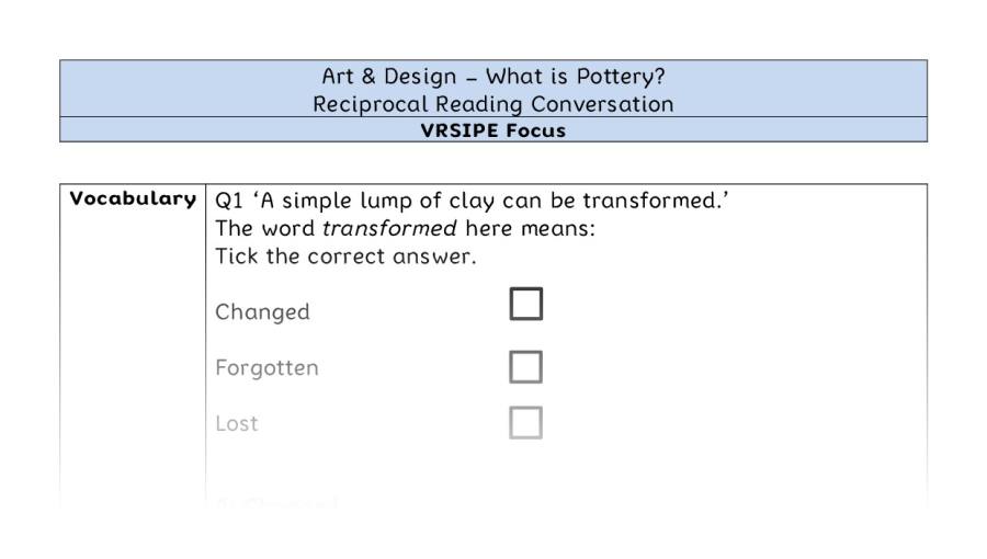 What is Pottery - Reciprocal Reading Conversation - VRSIPE Focus