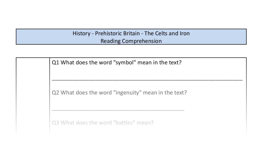 Reading comprehension-the Celts and iron-VRSIPE