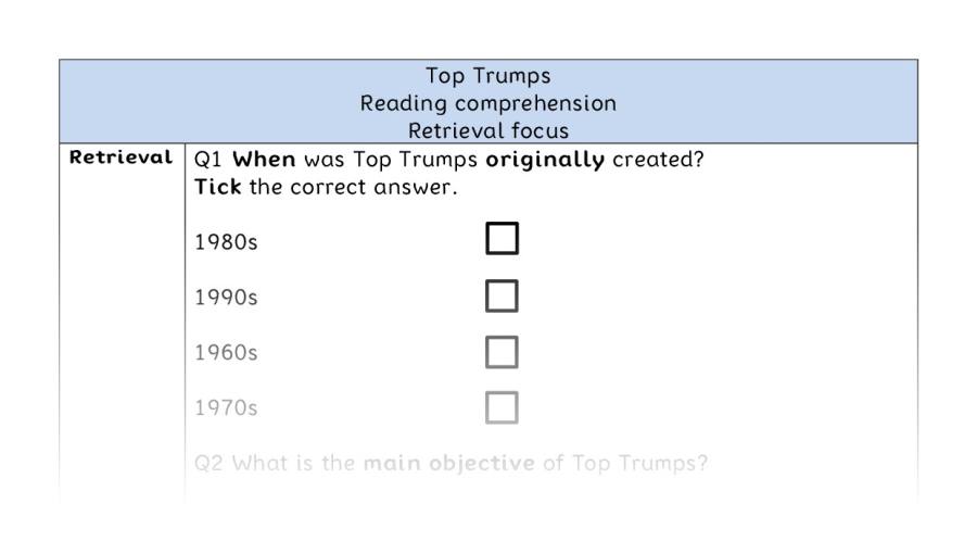 Reading comprehension - retrieval - Top Trumps