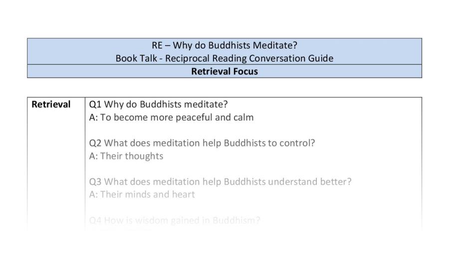 Reciprocal Reading Conversation - Why do Buddhists Meditate - Retrieval Focus