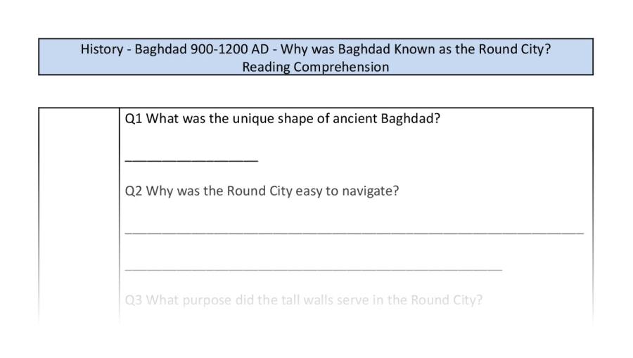Reading Comprehension-Why was Baghdad Known as the Round City-Retrieval