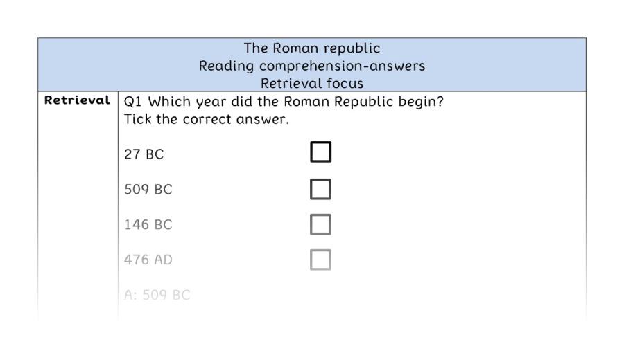 Reading comprehension - retrieval - The Roman republic - answers