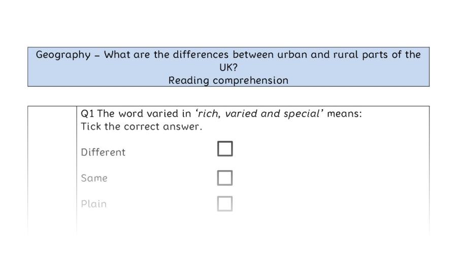 Reading comp-VRSIPE-differences urban and rural parts of UK