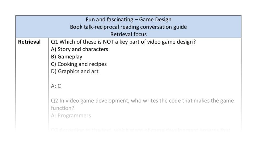 Reciprocal reading - retrieval - Game design