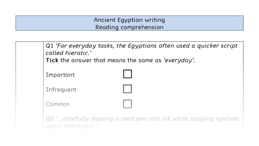 Reading comprehension - VRSIPE - Ancient Egyptian writing