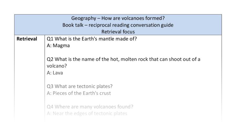 Reciprocal reading - retrieval - how volcanoes form